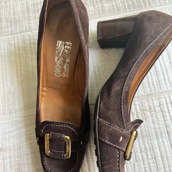 FERRAGAMO Suede Shoes Loafers Heels - Picture 9 of 9